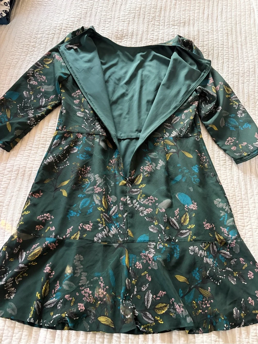 Banana Republic Emerald Green Floral Fit-and-Flare Dress